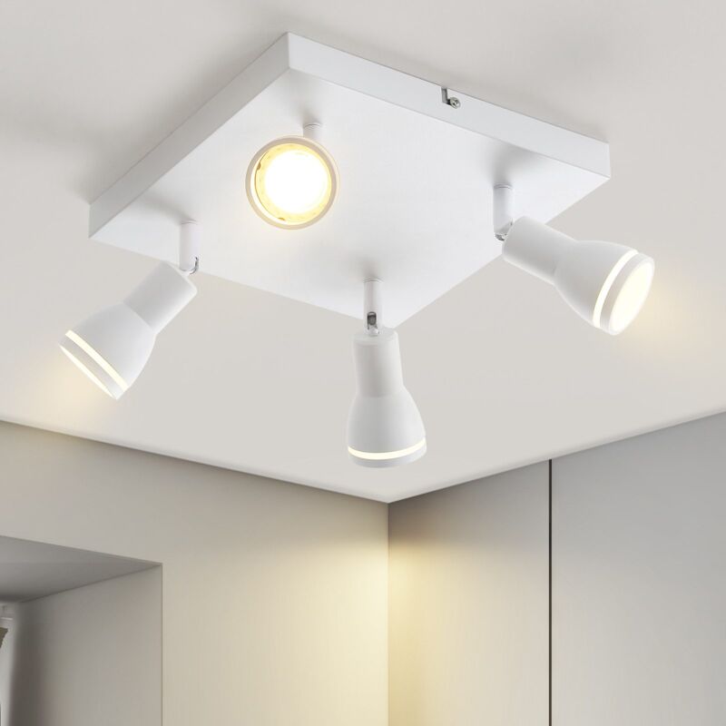 foto del prodotto gbly led faretto da soffitto 4 lampadine modelli quadrati con 4 teste faretti da soffitto bianco gu10 faretto da parete orientabile interno in