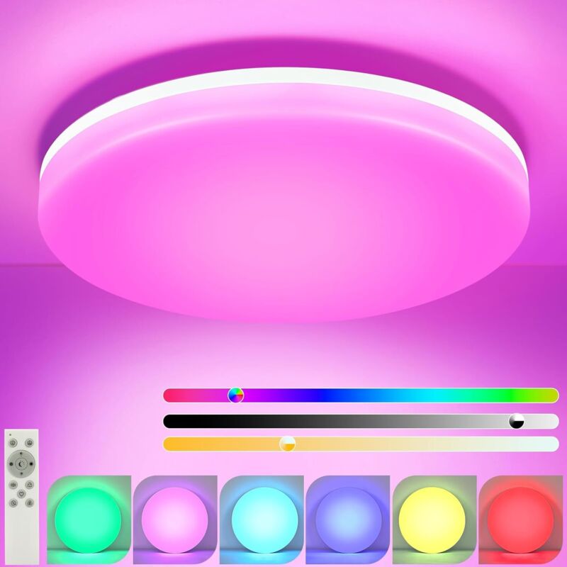 foto del prodotto gbly led plafoniera bagno dimmerabile con telecomando bagno piatto 22cm 18w plafoniera rotonda rgb lampada da corridoio cucina ip54 per
