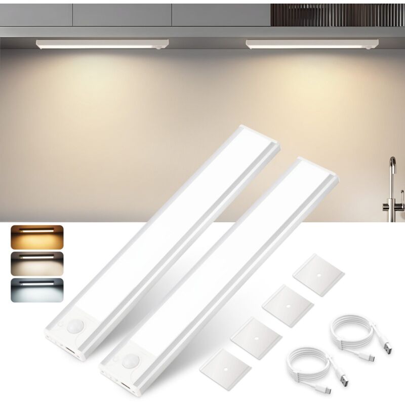 foto del prodotto gbly luce led per armadi di cucina 20 cm, 2 pezzi luce per armadi con sensore di movimento ricaricabile via usb luce per armadi con 3 temperature