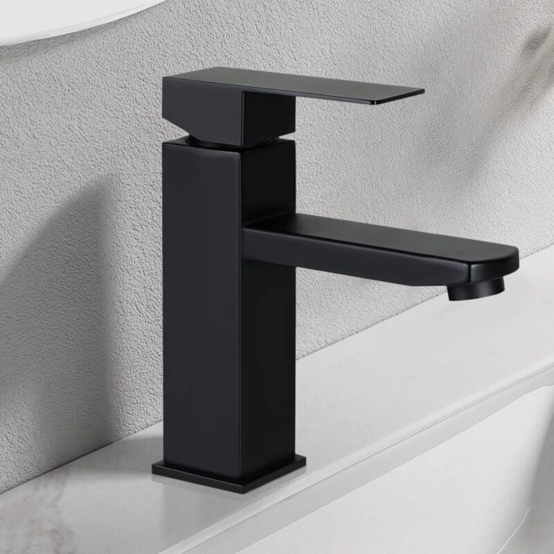 foto del prodotto gbly miscelatore per lavabo da bagno nero miscelatore acqua calda e fredda miscelatore acqua fredda in acciaio inossidabile ad alta pressione