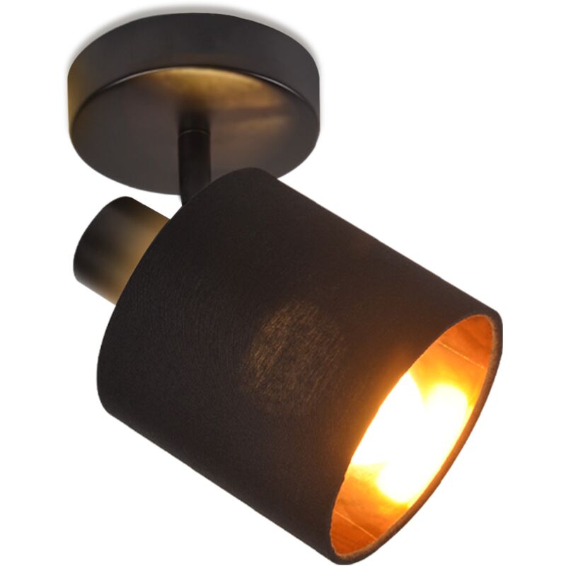 foto del prodotto gbly plafoniera 1 fiamma spot nero plafoniera vintage spot e14 lampada da parete paralume in tessuto orientabile 350 max.40w per soggiorno camera