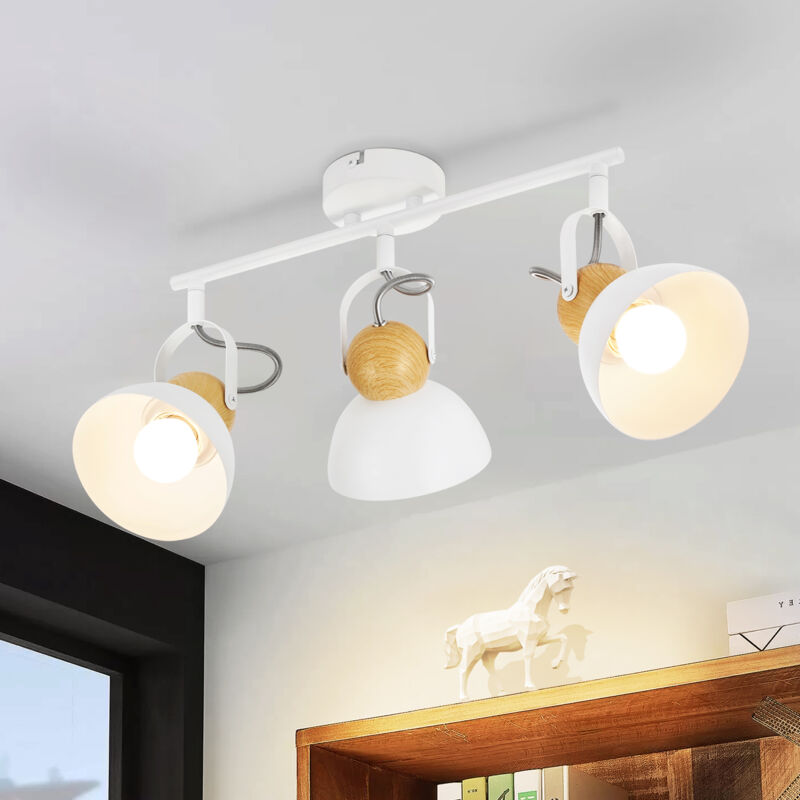 foto del prodotto gbly plafoniera 3 faretti da soffitto vintage bianchi faretti da soffitto retr a 3 lampadine e27 lampada da cucina girevole a 350 plafoniera da