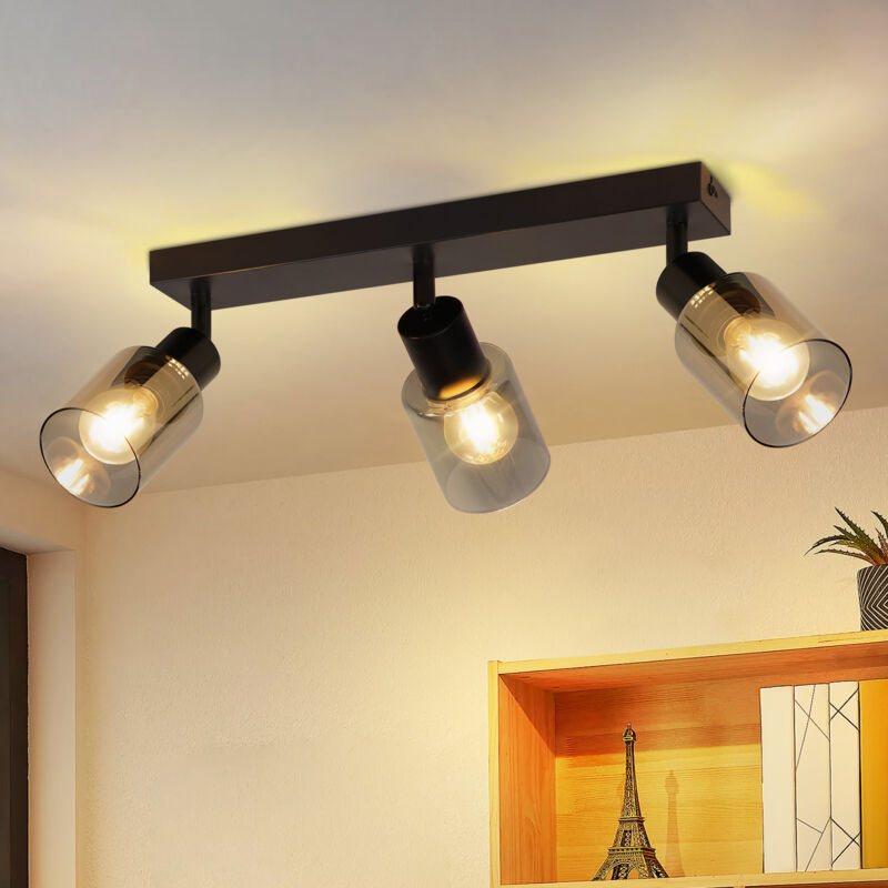 foto del prodotto gbly plafoniera 3 lampadine e14 plafoniera vintage nera con orientamento a 350 per cucina, faretti da soffitto in metallo, faretto da parete in