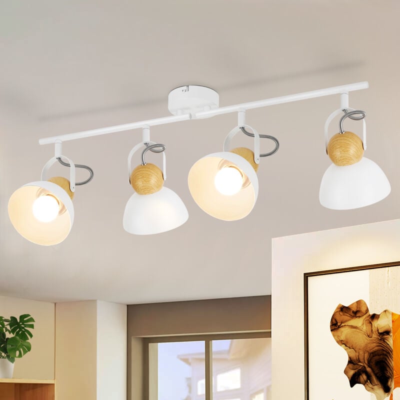 foto del prodotto gbly plafoniera 4 faretti da soffitto vintage bianchi faretti da soffitto retr a 4 lampadine e27 lampada da cucina girevole a 350 plafoniera da
