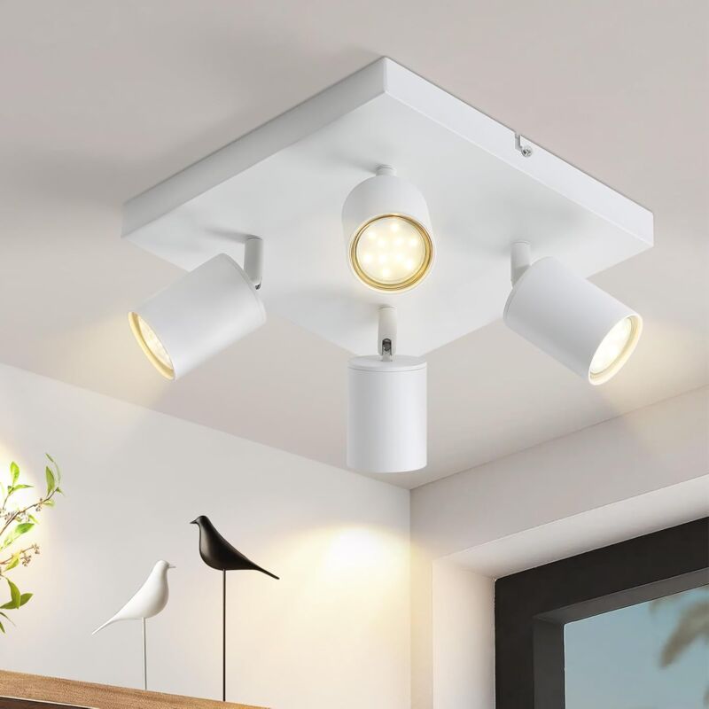 foto del prodotto gbly plafoniera 4 spot regolabili, bianco, spot da soffitto gu10, lampade orientabili a 330 , illuminazione interna, per soggiorno, camera da letto,
