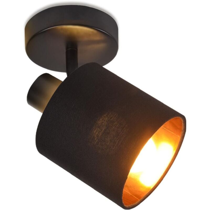 foto del prodotto gbly plafoniera a 1 lampadina, faretto da soffitto nero plafoniera vintage e14, faretto da soffitto, faretto da parete, paralume in tessuto,