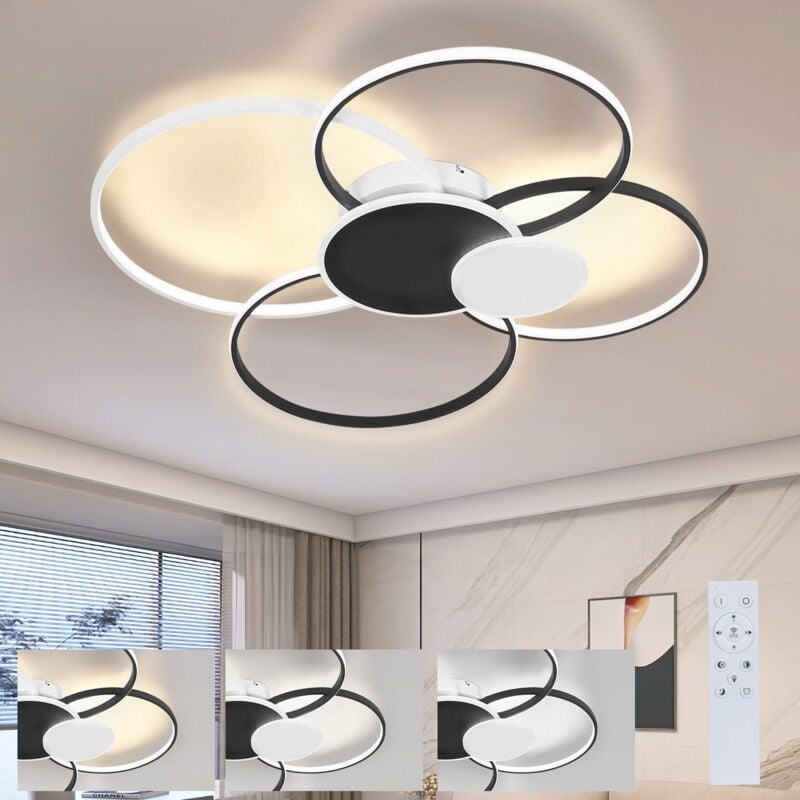 foto del prodotto gbly plafoniera a led dimmerabile moderna lampada da soggiorno grande da 94 cm in metallo e acrilico 72 w design ad anello con telecomando per