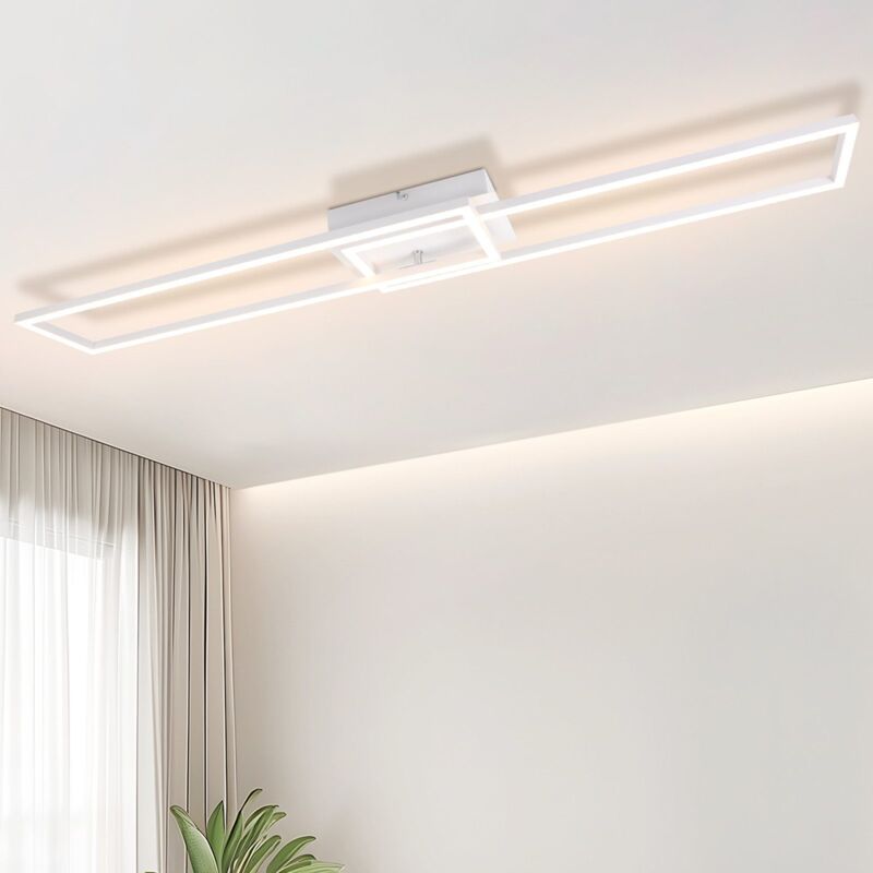 foto del prodotto gbly plafoniera a led lampada da camera moderna con cornice bianca 32w 3000k lampada da cucina lampada da sala da pranzo design rettangolare bianco