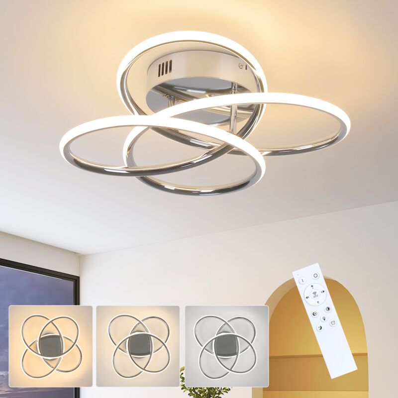 foto del prodotto gbly plafoniera a led per corridoio, dimmerabile con telecomando, design moderno a forma di farfalla, 36 cm, metallo cromato, 44 w, per camera da