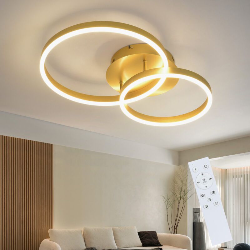 foto del prodotto gbly plafoniera a led per soggiorno, design moderno, dimmerabile, 59 cm, lampada da soffitto per camera da letto con telecomando, 2 anelli in