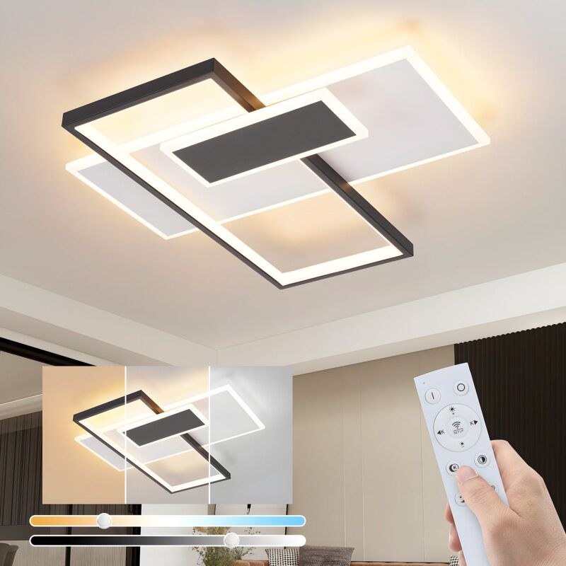 foto del prodotto gbly plafoniera a led per soggiorno lampada da soffitto dimmerabile da 58 w con telecomando, moderna luce da cucina in bianco e nero, luce da