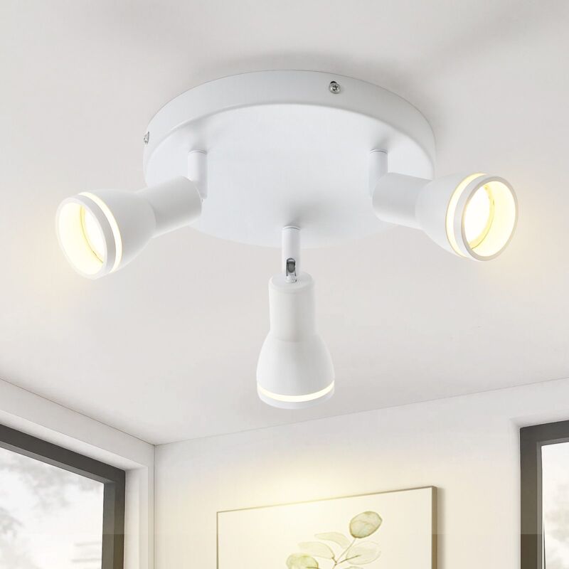 foto del prodotto gbly plafoniera bianco 3 faretti da soffitto in metallo gu10 lampada da corridoio faretto da parete orientabile per interni per cucina ufficio