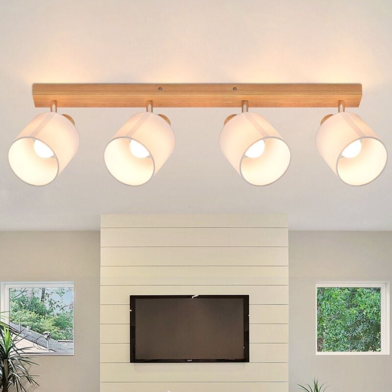 foto del prodotto gbly plafoniera faretto a soffitto 4 fiamme plafoniera moderna da ingresso in legno faretto da parete orientabile a 350 e14 max.25w lampada per