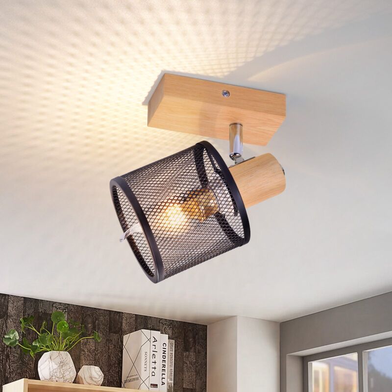 foto del prodotto gbly plafoniera in legno bianco e14 plafoniera girevole a 350 1 fiamma max.25w lampada da soggiorno moderna per soggiorno camera da letto cucina