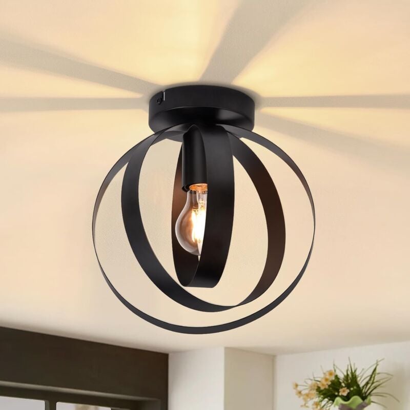 foto del prodotto gbly plafoniera industriale nera lampada da soffitto lampada da interni in metallo vintage e27 paralume retr inclinabile illuminazione per