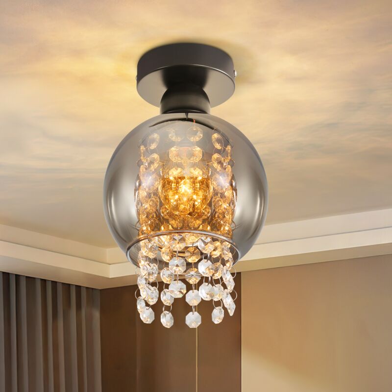 foto del prodotto gbly plafoniera lampada da soffitto del corridoio lampada da corridoio in vetro e27 grigio fumo moderno 1 fiamma illuminazione da soffitto sala