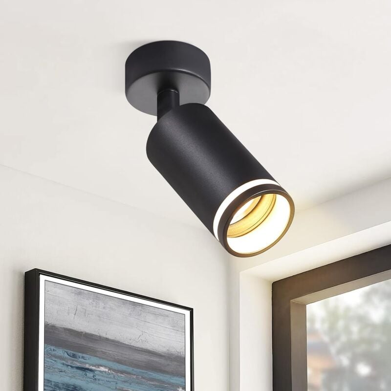 foto del prodotto gbly plafoniera led 1 fiamma nera faretti gu10 lampada da parete orientabile faretti da soffitto tondi in metallo per interni per ingresso