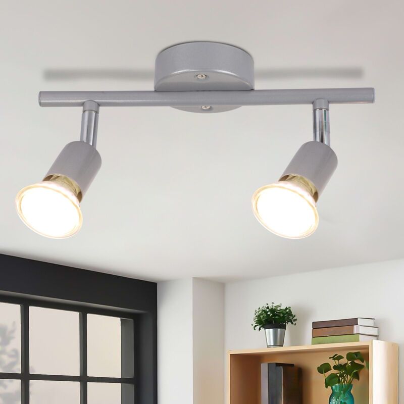 foto del prodotto gbly plafoniera led 2 luci a soffitto argento orientabili gu10 luci a soffitto 2 lampadine applique da parete plafoniera da bagno cucina