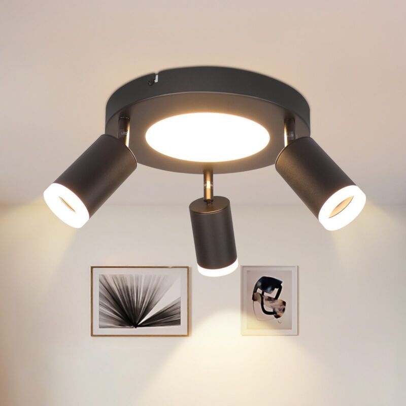 foto del prodotto gbly plafoniera led 3 faretti da soffitto faretti da soffitto gu10 plafoniera nera plafoniera camera da letto lampada 3000k lampada da cucina 20w