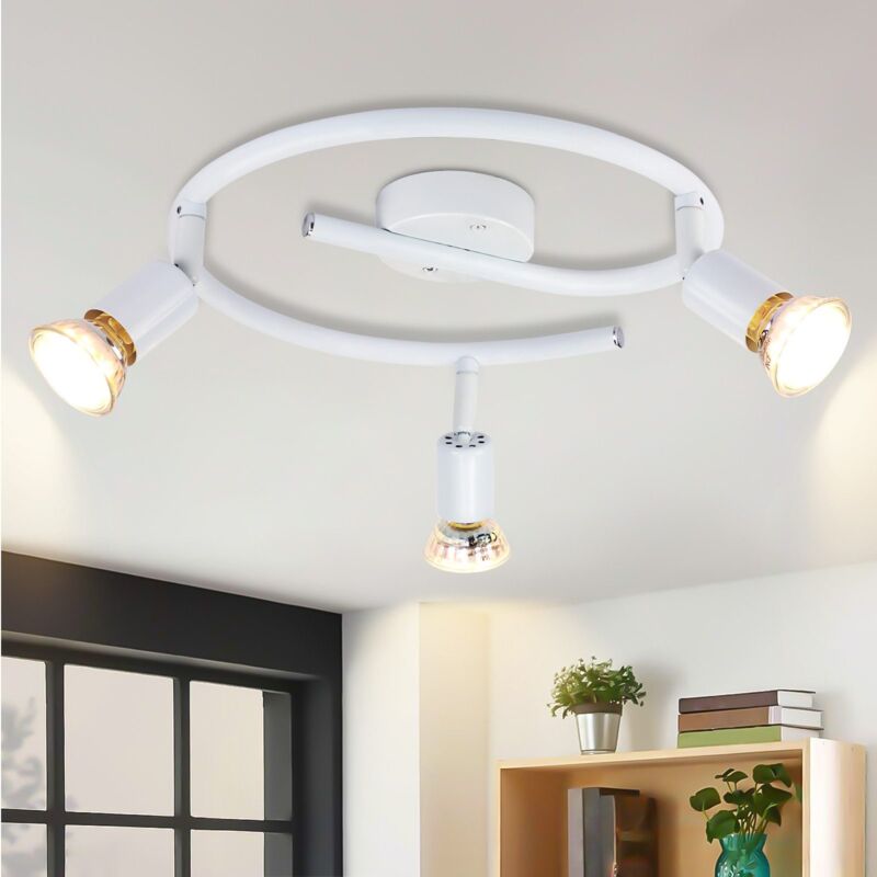 foto del prodotto gbly plafoniera led 3 faretti orientabili bianchi per soffitto gu10 faretti 3 lampadine applique da parete plafoniera per bagno cucina corridoio