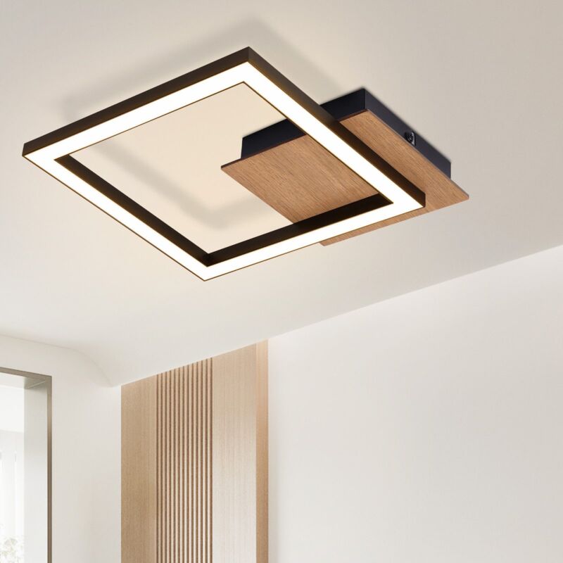 foto del prodotto gbly plafoniera led 3000k bianco caldo camera da letto moderna lampada da cucina 12w piccola lampada da corridoio in legno design quadrato nero