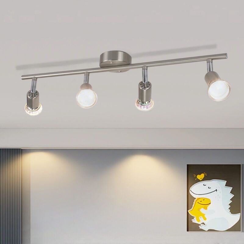 foto del prodotto gbly plafoniera led 4 faretti orientabili a soffitto gu10 faretti a soffitto 4 lampadine applique da parete plafoniera da bagno cucina corridoio
