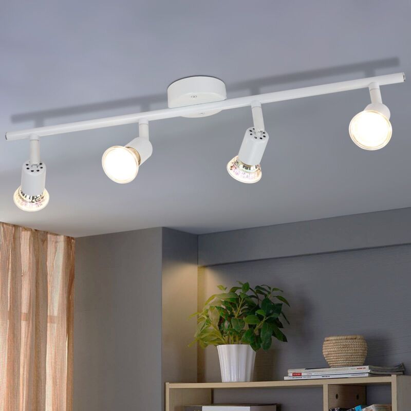 foto del prodotto gbly plafoniera led 4 faretti orientabili bianchi a soffitto gu10 faretti a soffitto 4 lampadine applique da parete plafoniera da bagno cucina