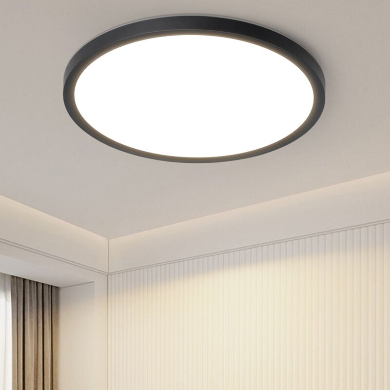foto del prodotto gbly plafoniera led bagno ip44 diametro 22 cm lampada da bagno piatta 18w lampada da corridoio nera illuminazione da soffitto cucina lampada da