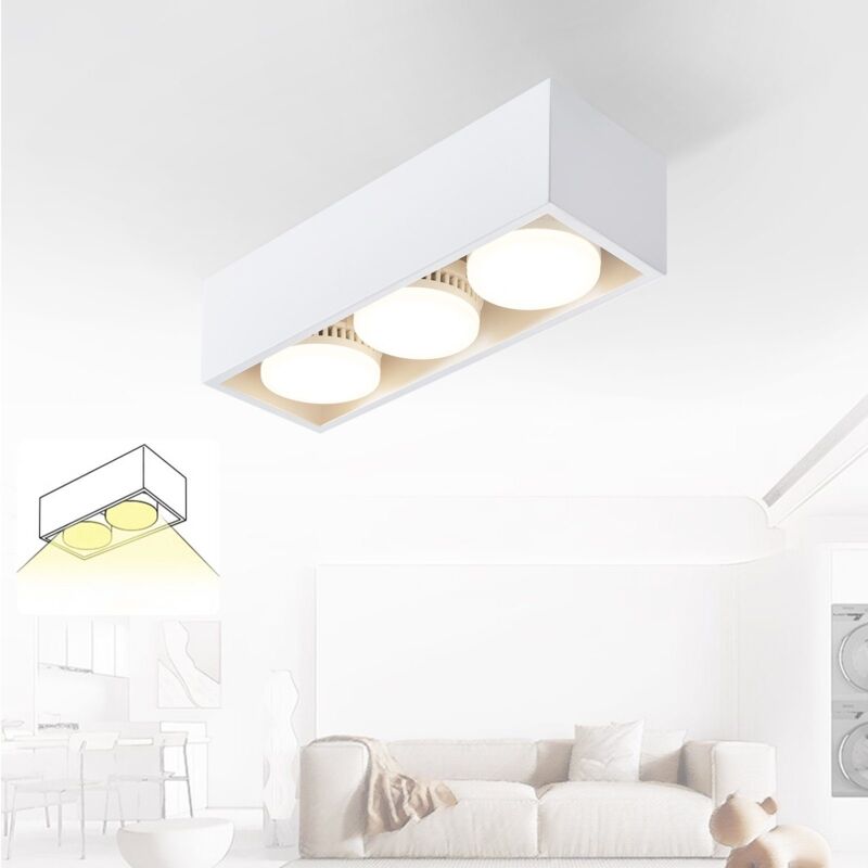 foto del prodotto gbly plafoniera led da incasso, bianca,3 faretti moderni, quadrati e orientabili, faretto 5w gx53, bianco caldo, per la cucina, lampadina non