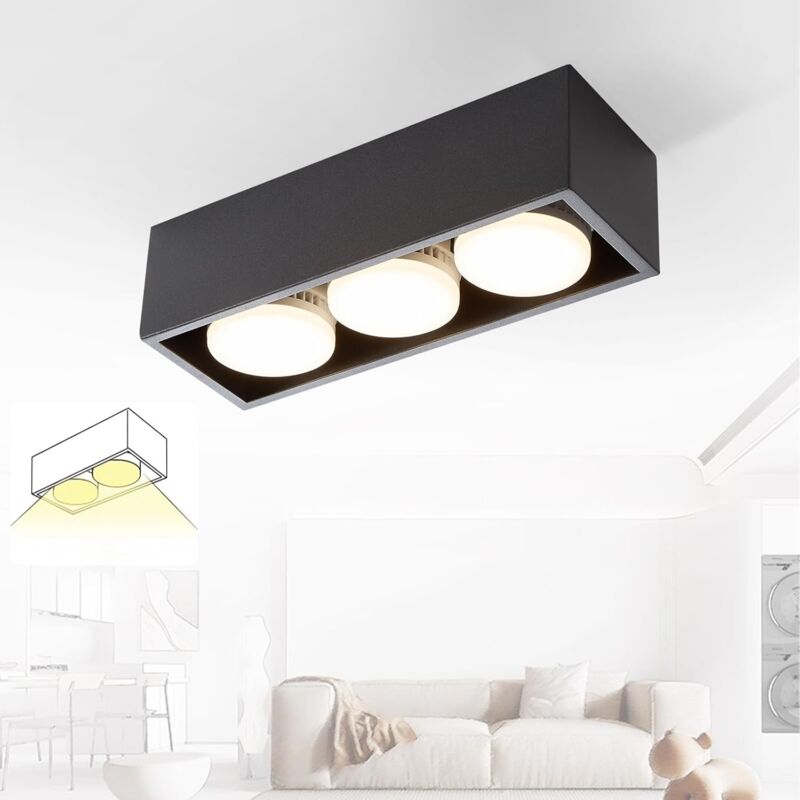 foto del prodotto gbly plafoniera led da incasso, bianca,3 faretti moderni, quadrati e orientabili, faretto 5w gx53, bianco caldo, per la cucina, lampadina non