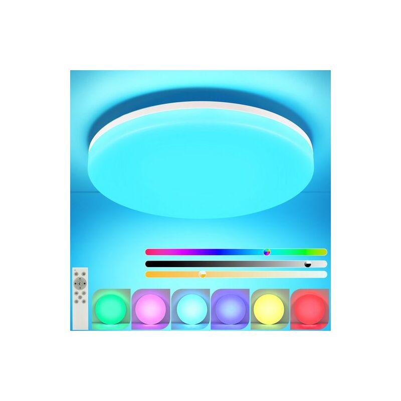 foto del prodotto gbly plafoniera led da soffitto per camera da letto 28cm, lampada dimmerabile con telecomando 24w, lampada da cucina con cambio di colore rgb, da