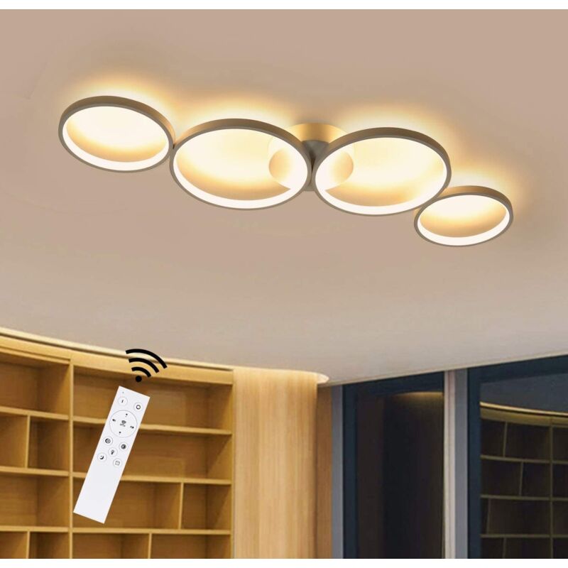 foto del prodotto gbly plafoniera led dimmerabile 4 fiamme lampada da soggiorno moderna 55w anello rotondo bianco lampada da camera con telecomando 87cm design per