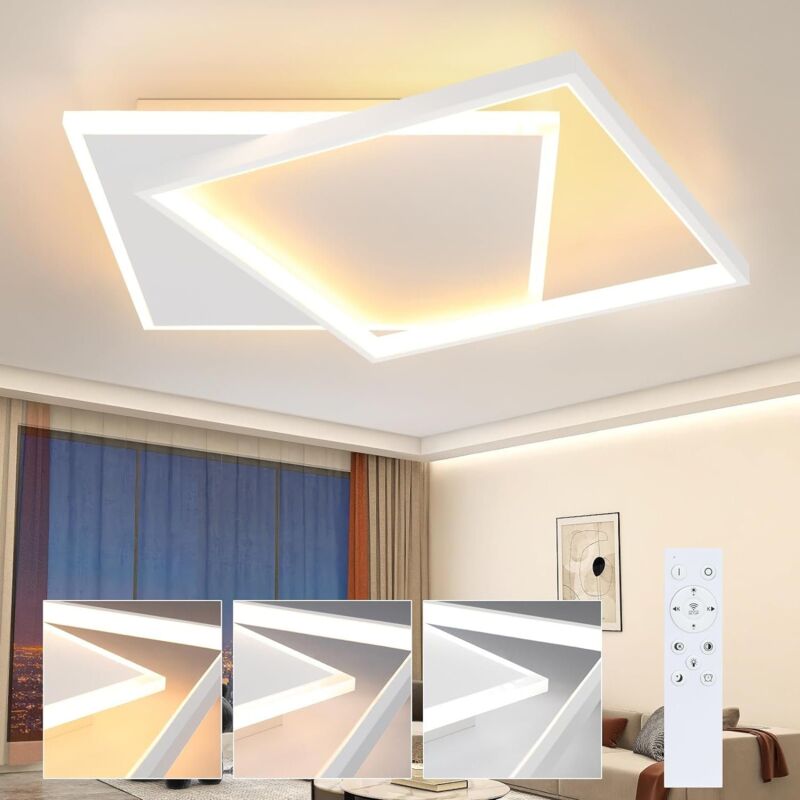 foto del prodotto gbly plafoniera led dimmerabile lampada da soggiorno design quadrato moderno 44w lampada da camera bianca dimmerabile con telecomando per cucina
