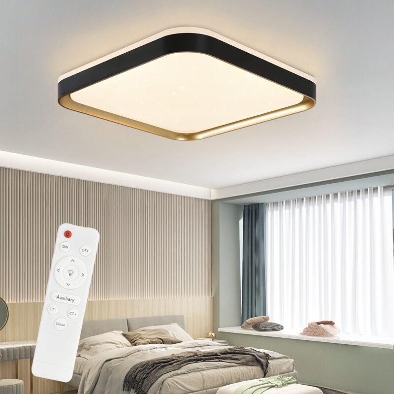 foto del prodotto gbly plafoniera led dimmerabile moderna nero con telecomando, 32w lampada da soffitto moderna lampada da camera da letto 30cm lampada da soffitto