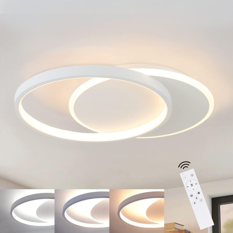 foto del prodotto gbly plafoniera led dimmerabile per soggiorno con telecomando design moderno per camera da letto piatto con 2 anelli rotondi lampada da soggiorno per