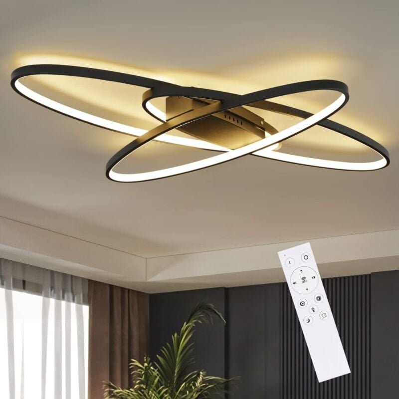 foto del prodotto gbly plafoniera led dimmerabile plafoniera lampada moderna nera per camera da letto lampada da soggiorno di design da 75 w con telecomando