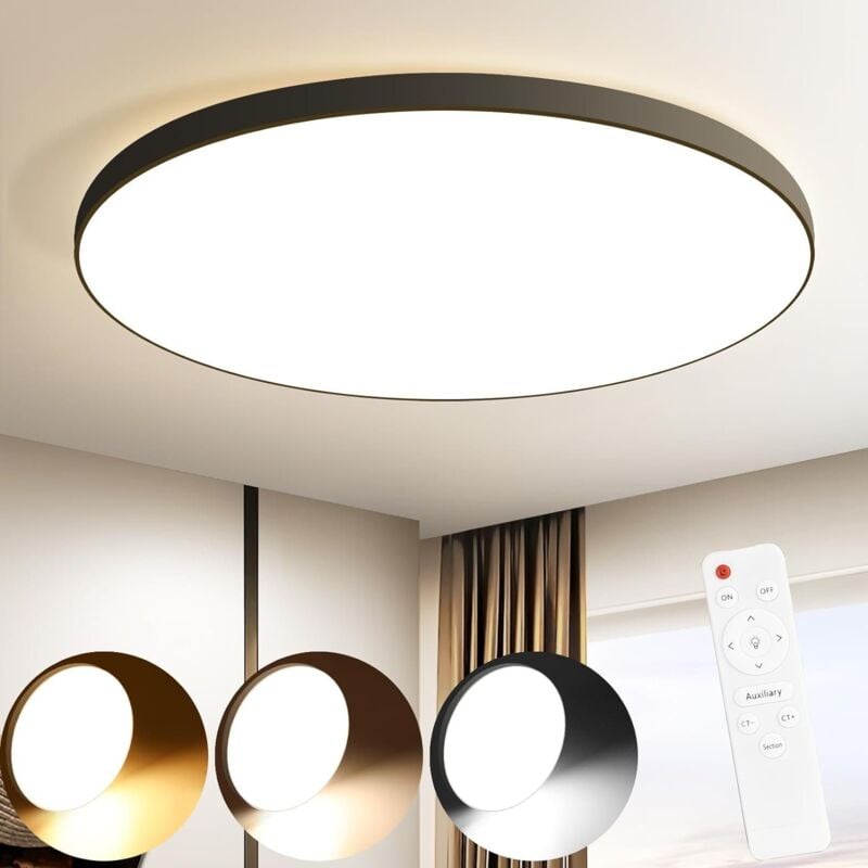 foto del prodotto gbly plafoniera led dimmerabile,ultrapiatta 28mm, piastra led integrata 30w, moderna lampada da soffitto a led con telecomando,ip44 impermeabile,