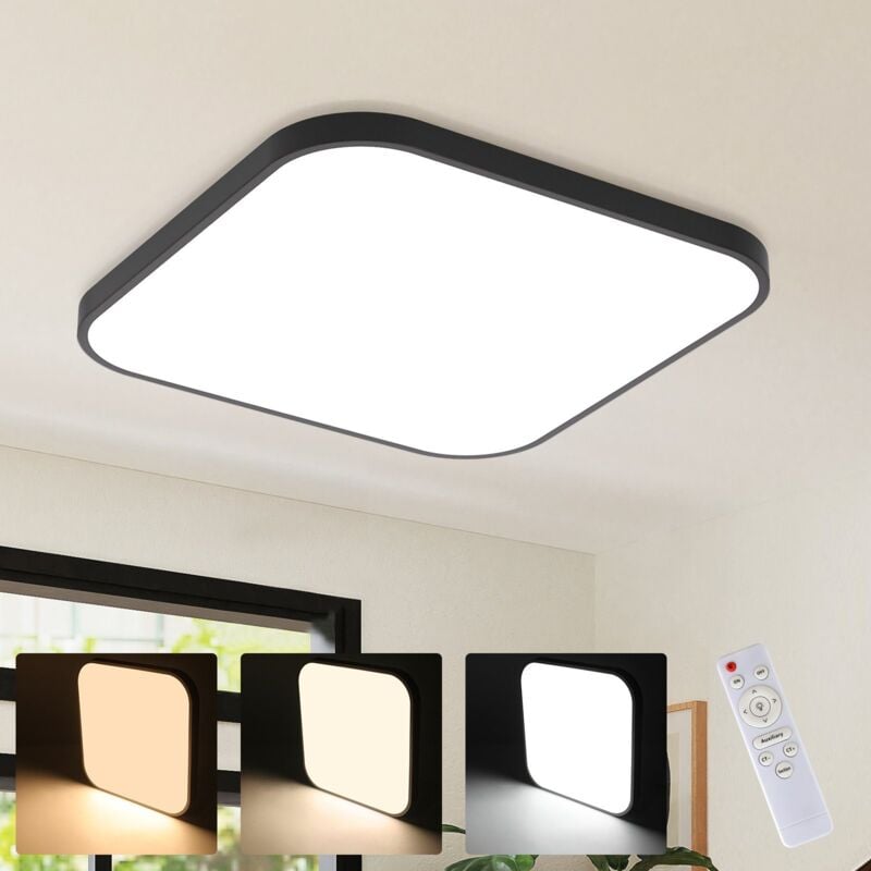 foto del prodotto gbly plafoniera led lampada da soffitto led nera 27 cm lampada da cucina dimmerabile con telecomando illuminazione da soffitto per bagno lampada da