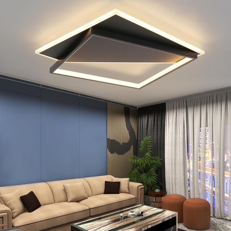 foto del prodotto gbly plafoniera led moderna 53w piccola lampada da soggiorno dimmerabile con telecomando in acrilico nero illuminazione da soffitto moderna per