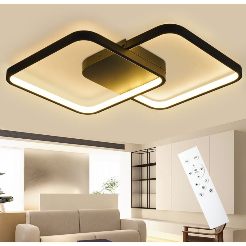 foto del prodotto gbly plafoniera led nera lampada moderna da soggiorno 55w dimmerabile con telecomando lampada da camera da letto 43cm design in metallo lampada