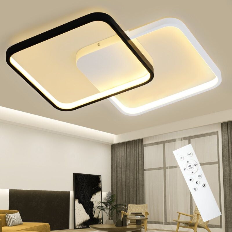 foto del prodotto gbly plafoniera led nera lampada moderna da soggiorno 55w dimmerabile con telecomando lampada da camera da letto 43cm design in metallo lampada
