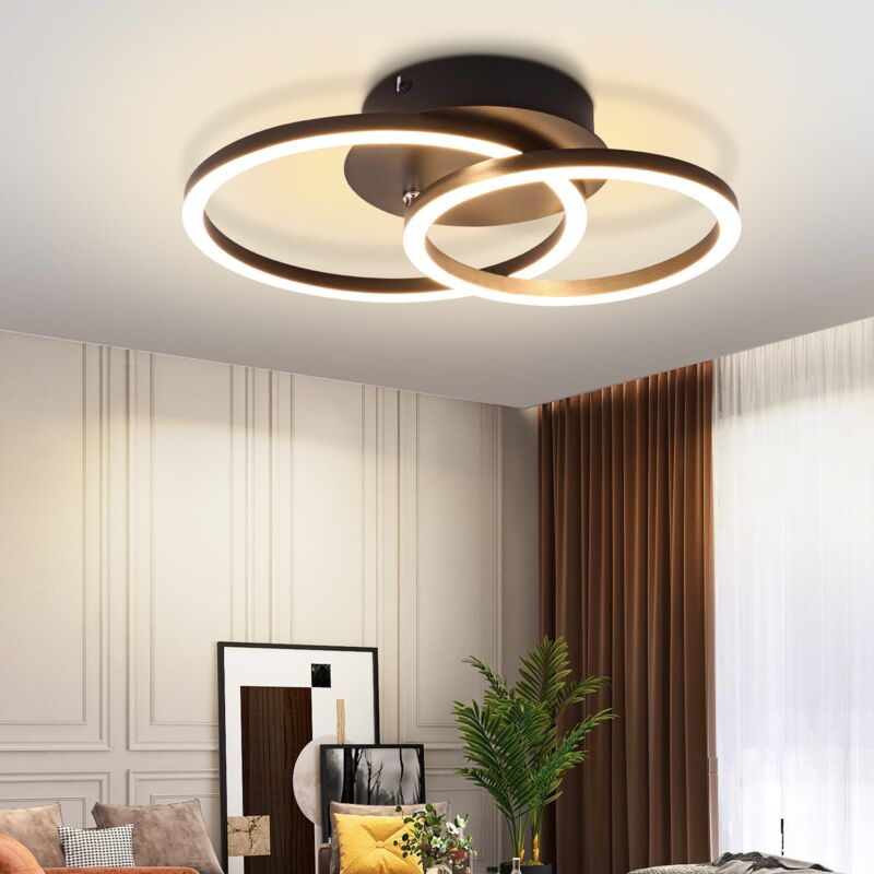 foto del prodotto gbly plafoniera led nero 2 anelli design moderno rotondo lampada da soggiorno 24w 3000k bianco caldo lampada da camera da letto lampada da cucina