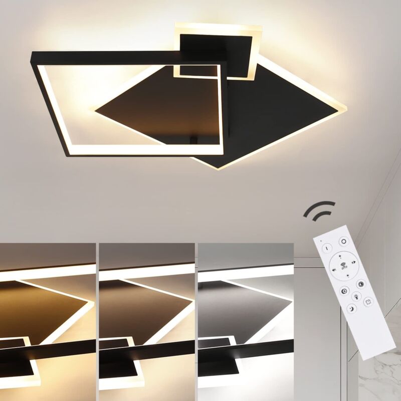 foto del prodotto gbly plafoniera led nero dimmerabile 50w lampada da salotto design moderno con telecomando in metallo illuminazione da soffitto per sala da