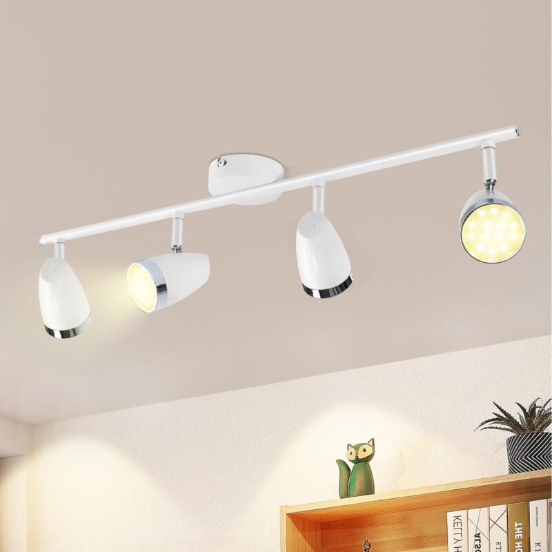 foto del prodotto gbly plafoniera led orientabile moderna, bianco 4 lampadine 16w bianco caldo 3000 k spot da soffitto orientabile a 350 per salone, corridoio,