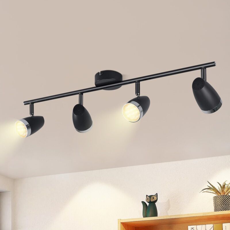 foto del prodotto gbly plafoniera led orientabile moderna, grigio 4 lampadine 16w bianco caldo 3000 k spot da plafon orientabile a 350 per soggiorno, corridoio,