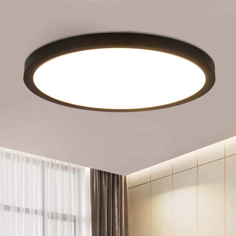 foto del prodotto gbly plafoniera led piatta 30 cm 24 w, rotonda, nera 3000 k illuminazione da soffitto moderna per cucina, bagno, corridoio, camera da