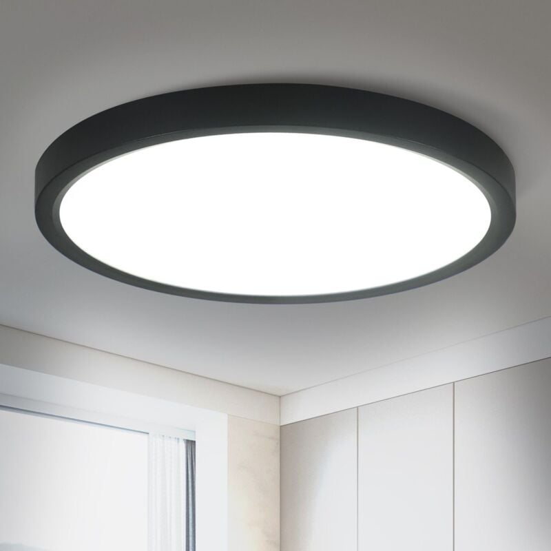 foto del prodotto gbly plafoniera led piatta diametro 22 cm lampada da bagno bianco freddo nero 15w illuminazione camera da letto lampada da cucina ip44 rotonda per