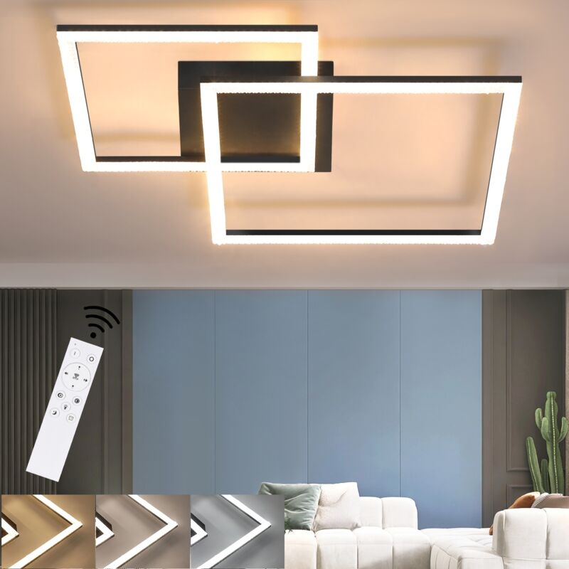 foto del prodotto gbly plafoniera led quadrata illuminazione da soffitto design moderno nero con telecomando lampada da soggiorno lampada da cucina dimmerabile 54w