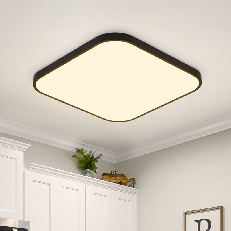 foto del prodotto gbly plafoniera led quadrata, lampada da soffitto led, nero ip44, plafoniera applicabile a bagno, soggiorno, cucina, camera da letto, corridoio,