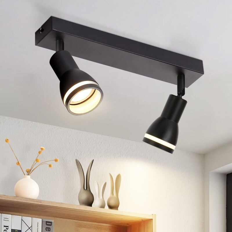 foto del prodotto gbly plafoniera led spot da soffitto corridoio nero 2 faretti da soffitto gu10 in metallo corridoio orientabili da interno per cucina ufficio